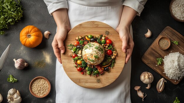 Kucharz prezentujący danie